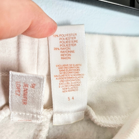 JLO Cream White Terry Hooded Robe Top & Pants w/ Satin Sports Stripe Size Large - Picture 9 of 14